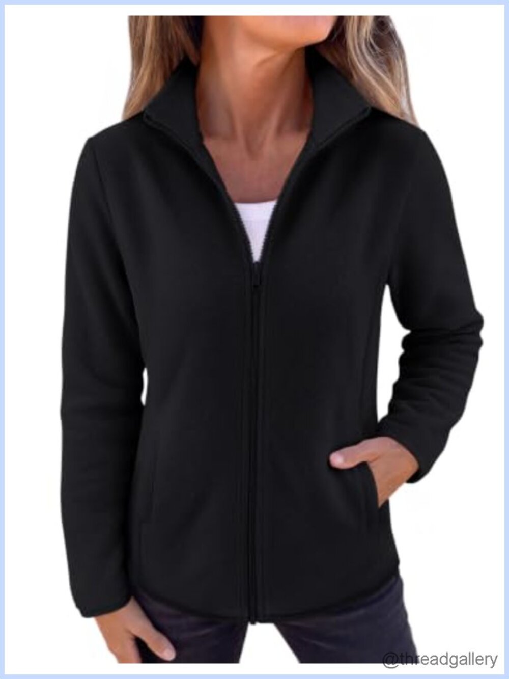 Zeagoo Womens Lightweight Fleece Jacket Full Zip Stand Collar Outwear